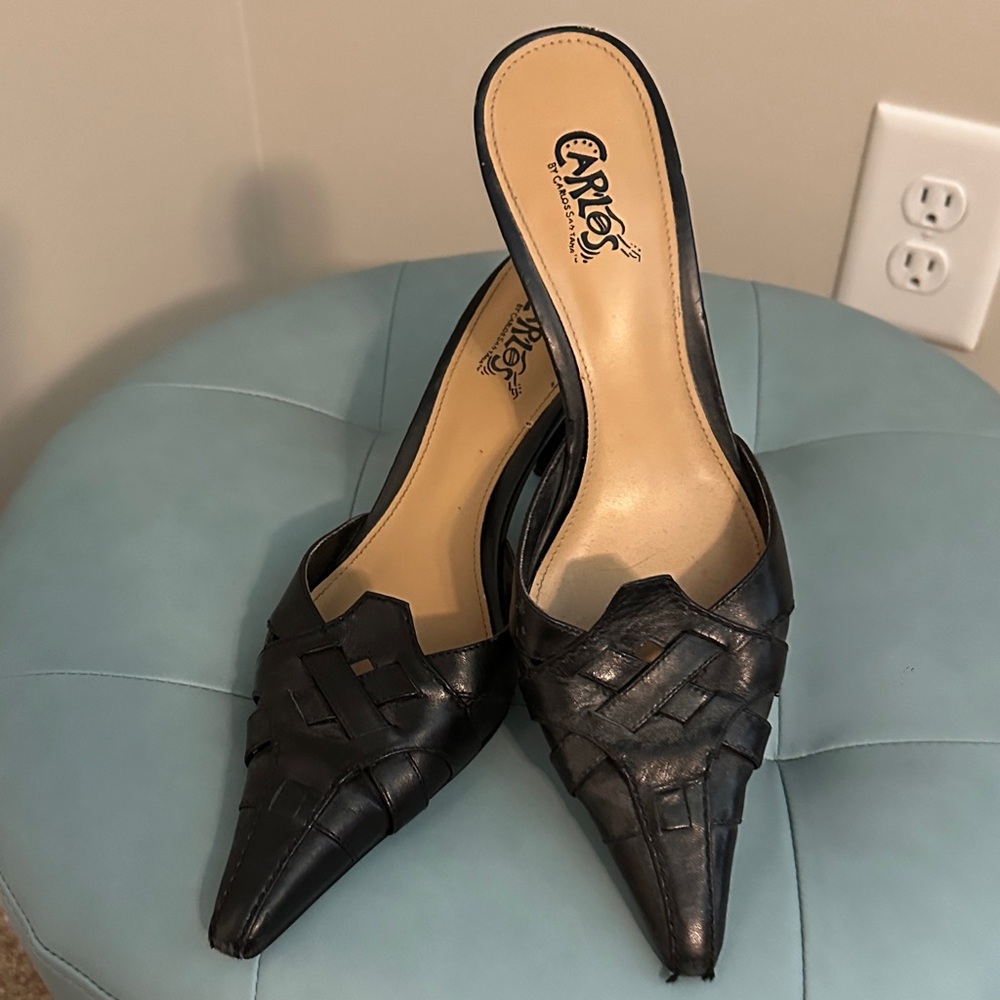Carlos Santana Black Women's leather mules